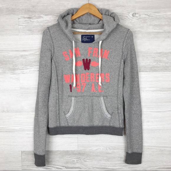 American Eagle Gray Graphic Hoodie Size S - Picture 3 of 6